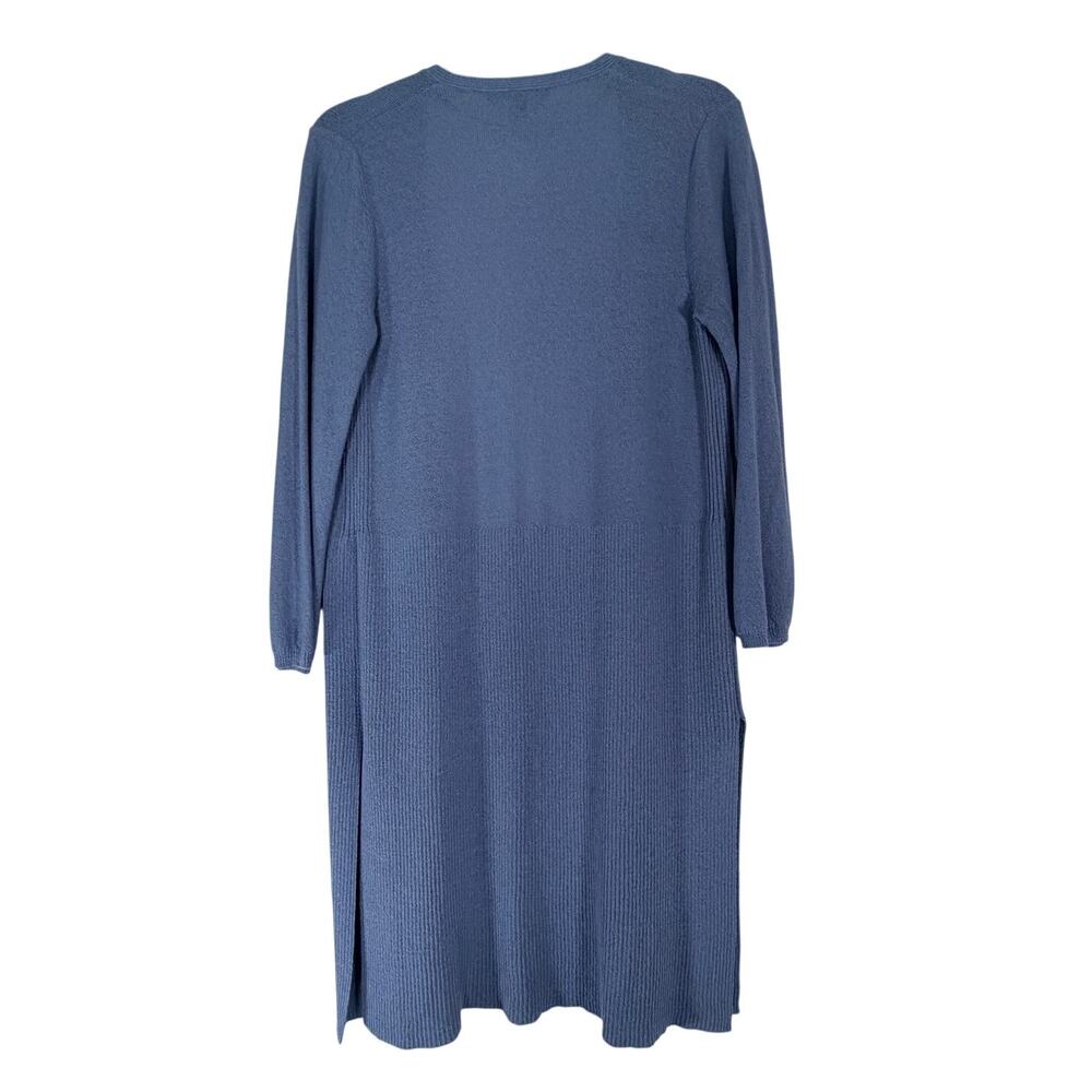 Cable & Gauge Long Cardigan Sweater Women M Periwinkle Blue Open Front Duster - Picture 2 of 9